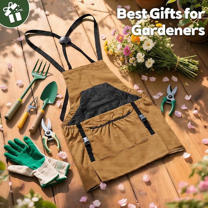 Gardening Apron,Canvas Garden Apron with Pockets for Women and Men,Harvest Apron,Gifts for Gardeners