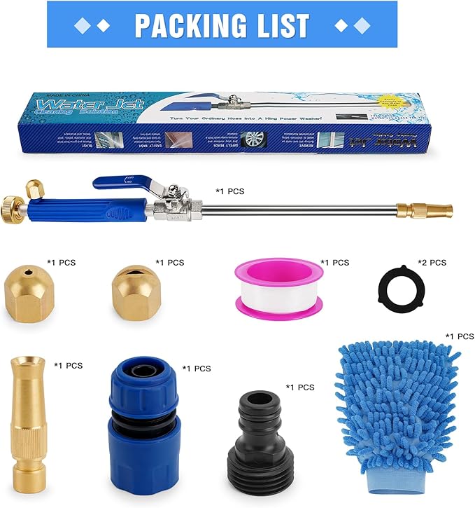 2026 Upgraded Jet Nozzle Power Washer Wand with 3 High Pressure Nozzles and Quick Connectors for Garden Hose, Hydro 2-in-1 High Pressure Heavy Duty Metal Nozzles for Watering Sprayer Cleaning Tool