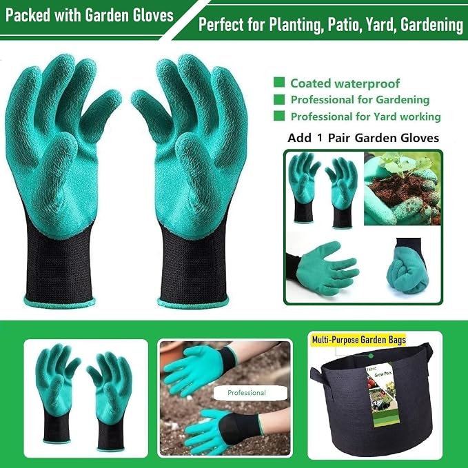 100 Gallon Big Raised Garden Bed Bag (40x20 inch) Large Plant Grow Bag for Tomato,Potato Planter,Herbs Veggies Planter,Flower Bed,Plant Container,Yard Waste,Lawn Debris,Leaf Bag with Gardening Gloves