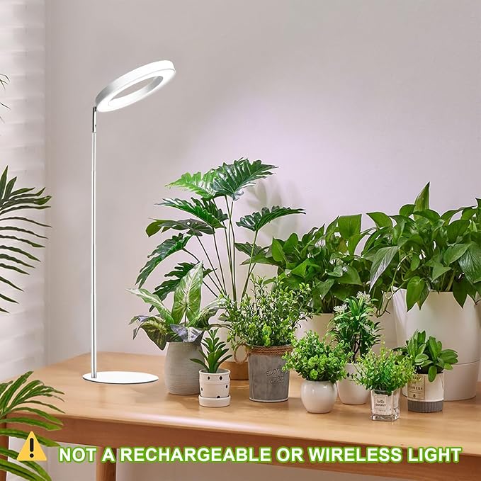yadoker 72 LEDs Full Spectrum Plant Grow Light with Base for Indoor Plants,Height Adjustable, 6.3" Aluminum Housing,Automatic Timer with 8/12/16 Hours,10-Level Brightness,White Plant Light,1Pack