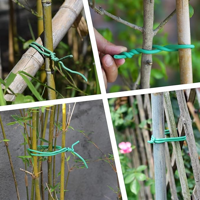 PGarden-EZ Heavy Duty Garden Plant Ties, 250 Feet Soft Twist Ties for Vines Tomatoes, Thick Green Zip Ties for Climbing Plants and Garden Twine