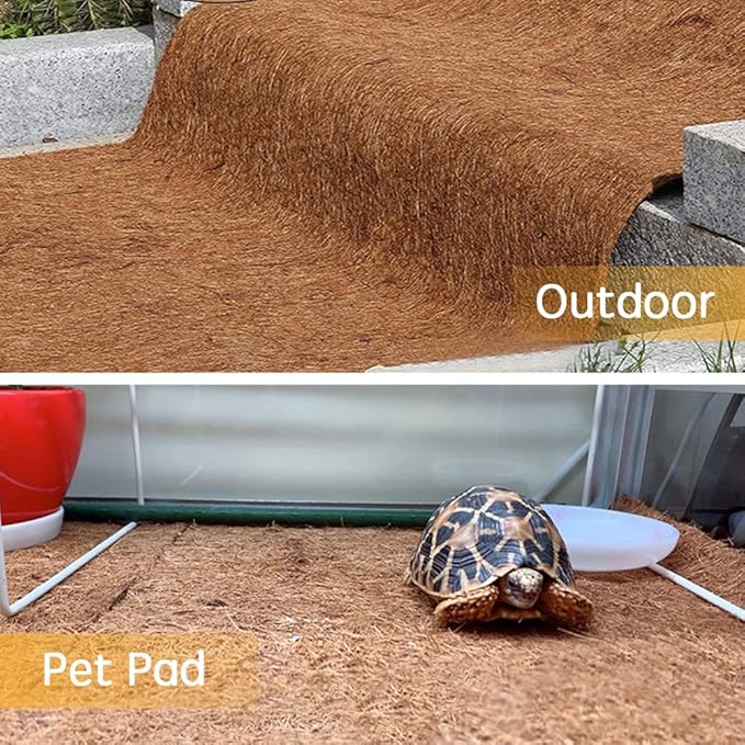 Coconut Fiber Mat, Yarrdfir 16x160 inch Natural Coconut Liners for planters Flower Basket, Natural Coconut Fiber mat, Garden Decoration, Animal pet pad, Reptile Carpet, Snow Mat (16 x 160)