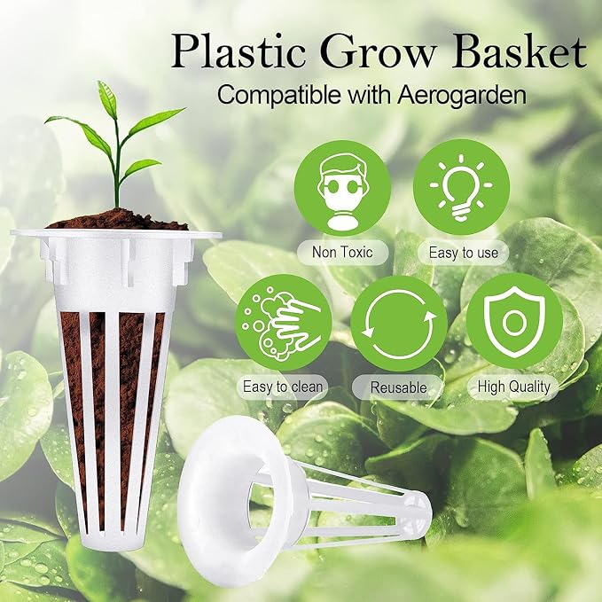 20 PCS Replacement Grow Baskets and Grow Domes Compatible with Aero Garden, Hydroponics Garden Accessories Basket Set,Plant Growing Container with Transparent Insulation Domes.