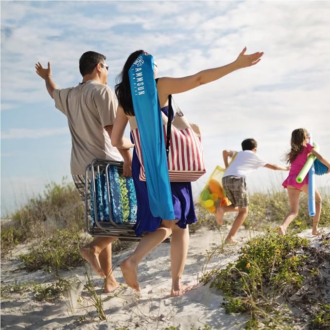 AMMSUN Shade Umbrella, Premium Portable Umbrella with Stand, 6.5ft Lightweight Free Standing Canopy for Sporting Games, Adjustable Instant Sun Protection and Easy to Carry, Light Blue
