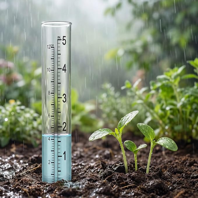 2PCS 5in Rain Gauge Replacement Tube, Dual-Scale Rain Gauge Tubes, Durable Plastic Rains Gauges for Yard Garden Outdoor Home, Flat Bottomed