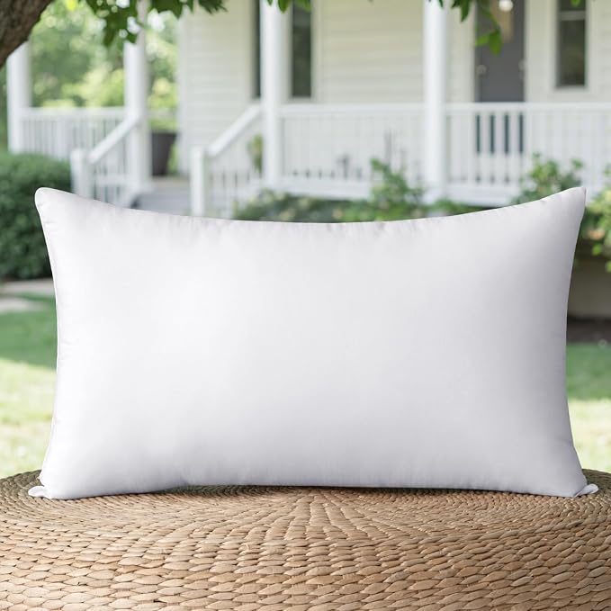 MIULEE 12x24 Pillow Insert Throw Pillow Insert, Outdoor Pillows Water-Resistant Premium Lumbar Outdoor Pillow Stuffer Sham for Couch Sofa Patio Furniture Cushion Porch Swing