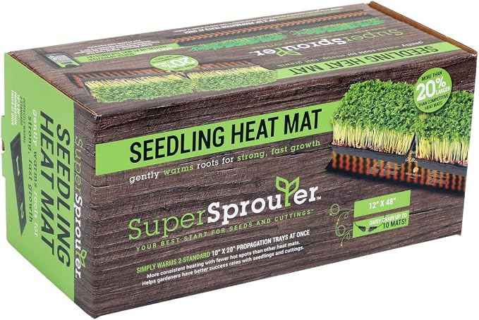 Super Sprouter 2 Tray Seedling Heat Mat - Warms Seedlings and Cuttings, Daisy Chain Up to Ten Mats