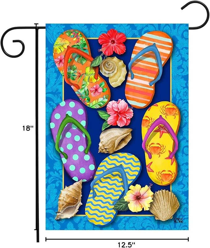 Paradise Flip Flops Summer Garden Flag 12.5" x 18" Briarwood Lane