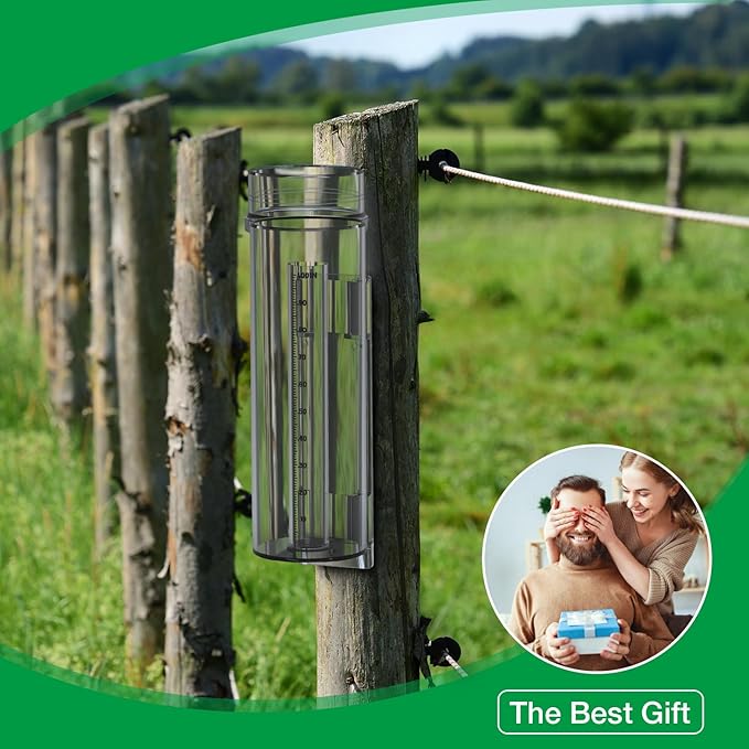 Rain Gauge Outdoor Rain Gauge Accurate to 0.01 Inches with Mounting Bracket All-Weather Rain Gauge Suitable for Farm Garden Courtyard