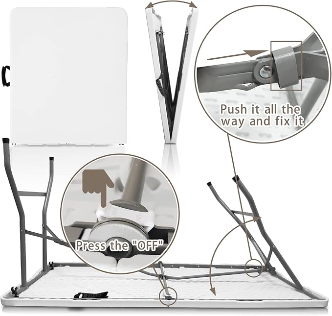 Plastic Folding Table, 5 FT Folding Table, Portable Tables for Dining Parties Card Picnic Camping