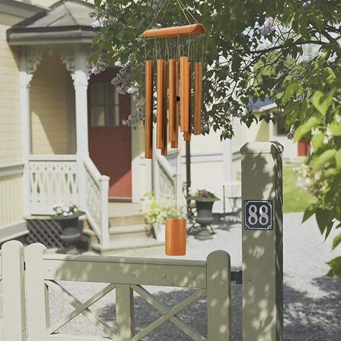 VIREKM Bamboo Wind Chimes, Memorial Sympathy Wood Wind Chimes Wooden Windchimes for Outdoors with Natural Sounds, Indoor Decorations for Patio Porch Garden Decor and Backyard