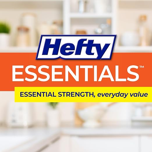 Hefty Essentials Drawstring 13 Gallon Kitchen Trash Bags, Tall Unscented Trash Bags for Kitchens, Home Offices, or Laundry Rooms, Easy to Tie, Lift, and Carry, White (Pack of 270)