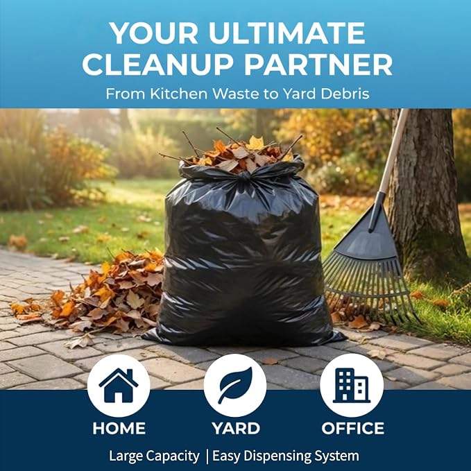 25-30 Gallon Trash Bags Unscented, 31'' x 35'', Black, 120 Count | Large 20+ Gal Garbage Bag,Plastic Can Liners,Fit 93 - 112 Liter Bins,Multipurpose for Home, Office, Daily Household Use