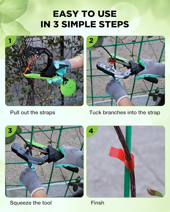 WORKPRO Plant Tying Machine, Lightweight Tape Gun for Tying Vines and Support Plants, Includes Gloves, 20 Rolls of Tape, 10,000 Staples, Ideal for Tomatoes, Grapes, Cucumber and Vegetables