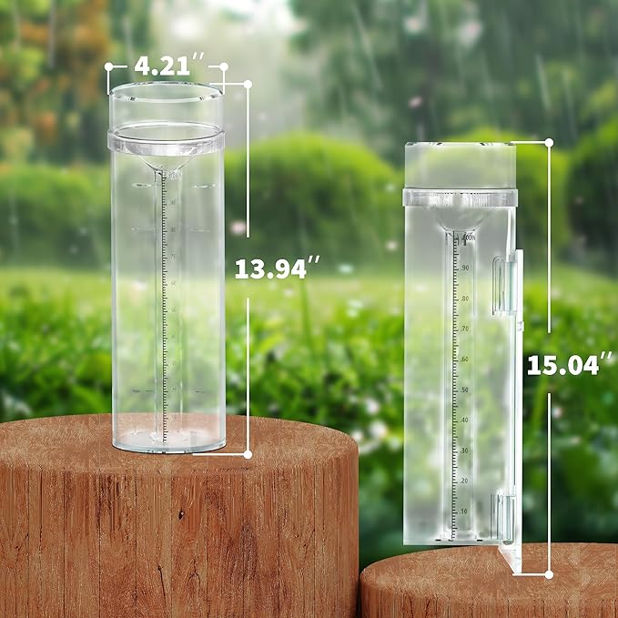 Outdoor Rain Gauge and Snow Professional Stratus Long Term, Made of UV and Heat Resistant Polycarbonate Material for All Weather Conditions with Precise Mounting Bracket