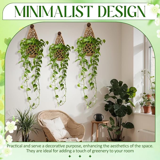 6 Pk Wall Planters for Indoor Macrame Plant Hanger Boho Wall Mounted Flower Baskets Hanging Planter, Plants and Pots are Not Included(Linen Color,5 x 9 Inch、 4 x 8 Inch)