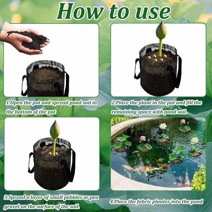 6PCS Mesh Aquatic Pond Plant Baskets, 1 Gallon Round Pond Planting Bags Aquatics Planter Pot Water Lily Growing Container with Handles for Lotus Bog Plant Garden Terrestrial Plants, 7.9" H x 5.9" Dia