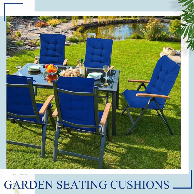 Juexica 4 Sets Outdoor Patio Chair Cushions Seat High Back Tufted Pillow Replacement Rocking Chair Cushions Pads for Patio Summer Seasonal Indoor Home Office