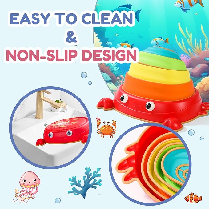 makarci Balance Stepping Stones for Kids, Non-Slip Toddlers Sensory Toys Outdoor or Indoor Play, Promoting Motor Skills and Confidence, Coordination Toys for Children Age 3 4 5 6 7+(Crab)