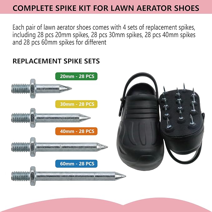 Lawn Aerator Shoes for Grass Lawn, Heavy Duty Spike Shoes with Adjustable Straps, Free-Installation Soil Yard Aerator Tool for Garden Patio Grass -Small