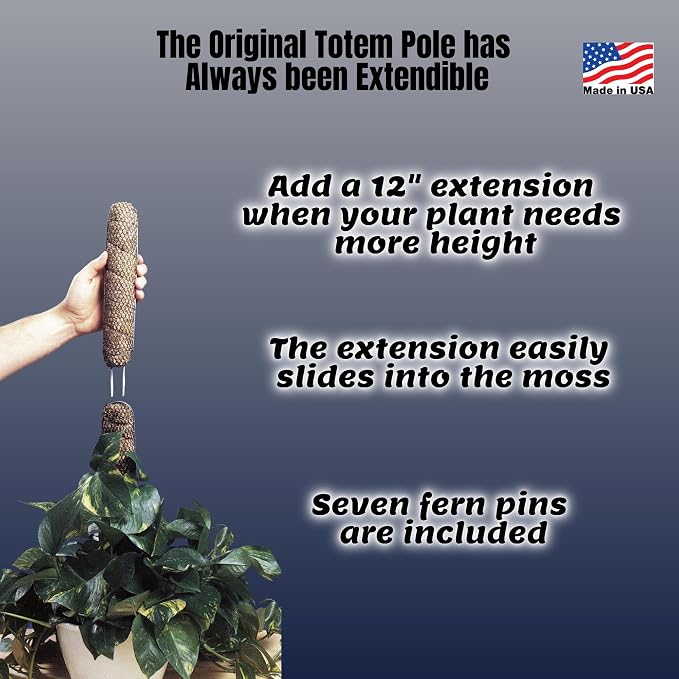 Mosser Lee Sphagnum Moss Pole for Indoor Plants, Monstera Moss Pole, Plant Pole Made in USA - Ideal for Climbing Plants, Enhances Plant Growth & Stability - 12" Height