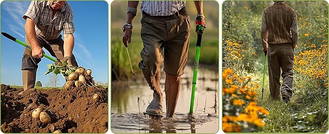 Garden Rake with Telescopic Handle (27-39") Adjustable, Long Handle Small Hand Rake for Gardening Flower Beds & Tight Spaces, 5-Tine Metal Cultivator No Bending Elderly Friendly Weeding Tool