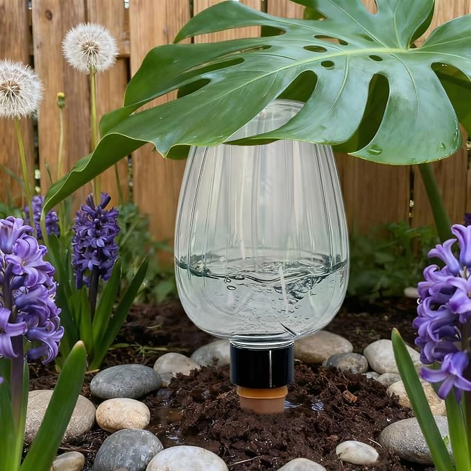 Plant Watering Spikes Globes,Watering Bulbs for Outdoor Plants,Self Watering Planter Insert,Rose Shape Two Packs