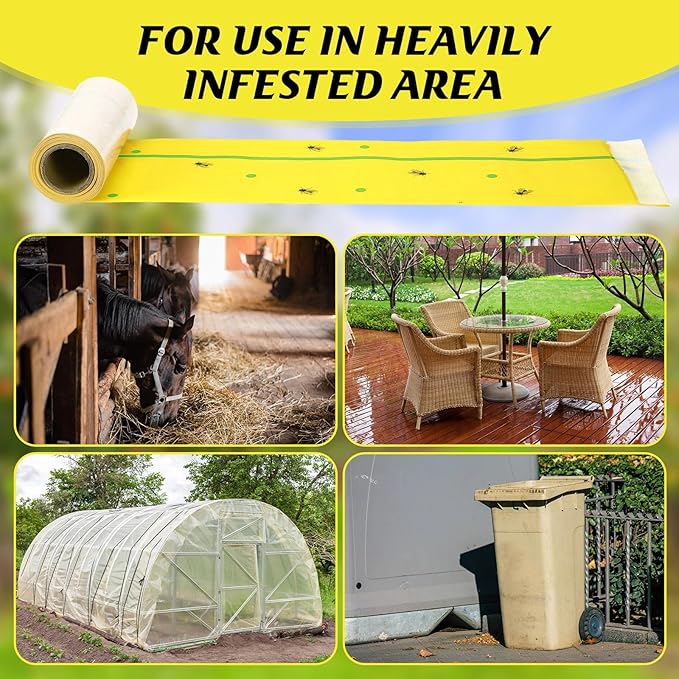 12 Rolls Spotted Lantern Fly Tree Trap 30 Feet Each Roll Lanternfly Tree Outdoor Fruit Fly Sticky Strips Paper Insect Sticky Barrier Trunk Wraps to Protect Plant, Lawn, Garden(Yellow and Green)