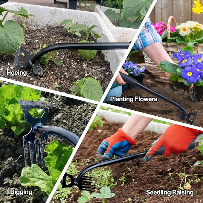 Weed Puller Tool-2Pcs Gardening Hand Weeder Tools, 2026 New Weeding Artifact Uprooting Weeding Tool, Manganese Steel Weed Removal TooL, 6 Teethes Dual Purpose Manual Weed Pulling Tool for Yard Gardenl