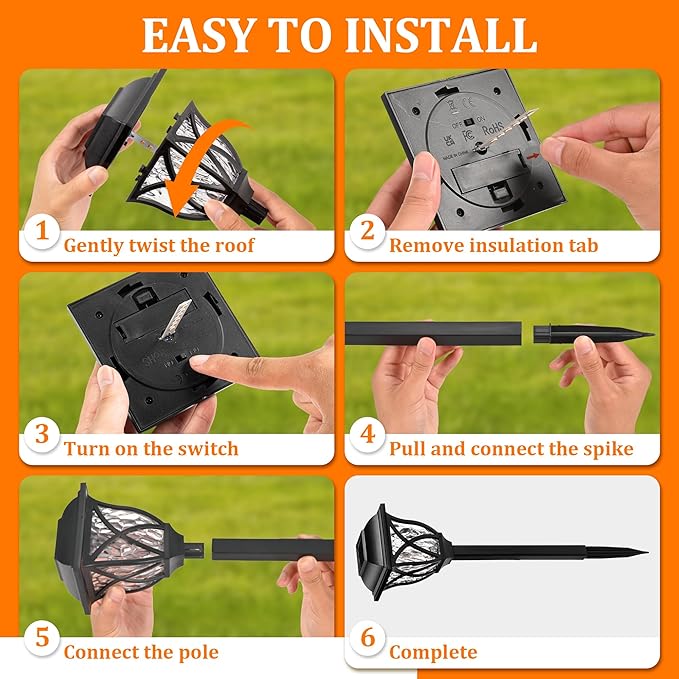 GIGALUMI Solar Lights Outdoor Waterproof, LED Solar Garden Lights, Outdoor Decorations, Garden Decor for Yard, Patio, Landscape, Planter, Walkway