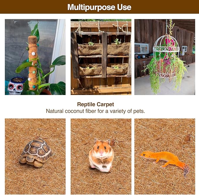 MAXPACE Natural Coconut Coir Liner Sheets - 14x11inch 2 Pcs Coco Fiber for Plant, Planter, Window Basket, Garden Decoration, and Pet Reptile Carpet or Mat