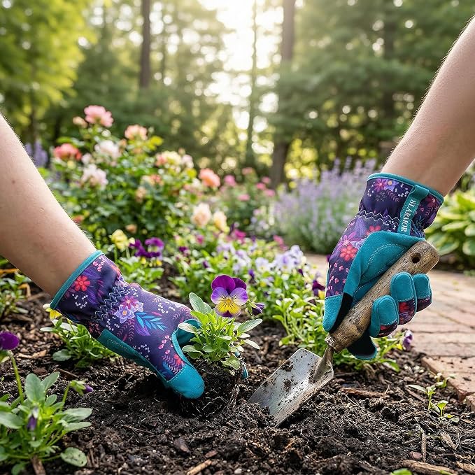 Leather-Gardening-Gloves for Women,Thorn-Proof Work-Gloves for Weeding,Digging,Planting,Pruning Yard garden Gloves