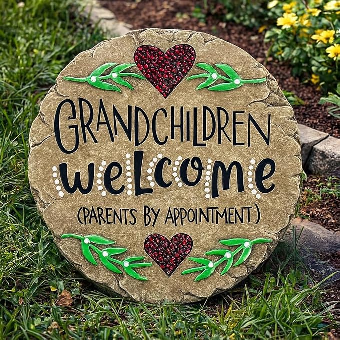 Carson Home Accents Beadworks Grandchildren Welcome Garden Stone ,Resin(10154)