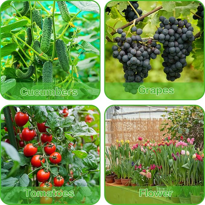 Garden Stakes 57 Inches Sturdy Green Plant Sticks 25 Pack, Metal Tomato Stakes Support, Yard Plant Support Cage for Potted Plants, Tomatoes, Trees, Cucumber, Fences, Beans (57 inch)