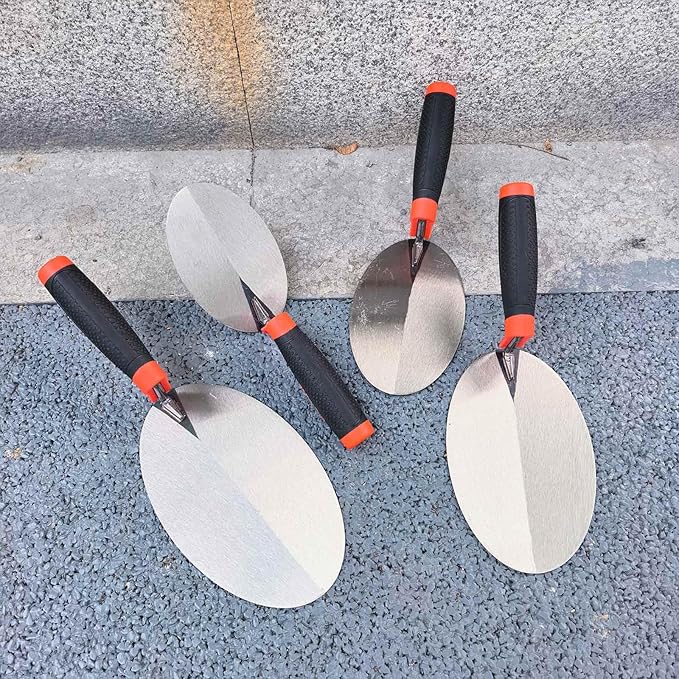 4 Pack Bricklaying Margin Trowel Set, 6” 7” 8” & 9” Carbon Steel Gauging Trowel, Masonry Trowel Hand Tool Kit for Brickwork, Concrete, Cement, Plaster, Tile Construction Projects