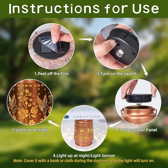 Solar Lanterns Outdoor Waterproof, Hummingbird Birthday Gifts for Women Mom Grandma, Garden Hanging Solar Lantern Lights for Patio