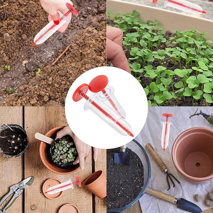 2PCS Mini Sowing Seed Dispenser, Small Seed Spreader Handheld, Mini Garden Spreader for Grass, Spinach, Carrot and Lettuce Seeds (Red)
