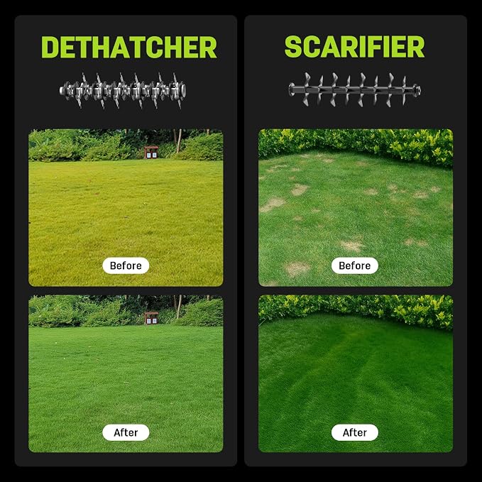 STEELITE 13-Inch 2-in-1 Electric Dethatcher & Scarifier, 8-Gallon Removable Collection Bag, 4-Position Height Adjustment, Powerful 12-Amp Motor for Healthier Lawns