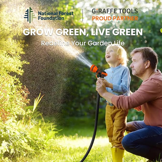 Giraffe Tools Garden Hose 75ft x 5/8", Water Hose Heavy Duty, Lightweight, Flexible Hybrid Hose, Male to Female Fittings