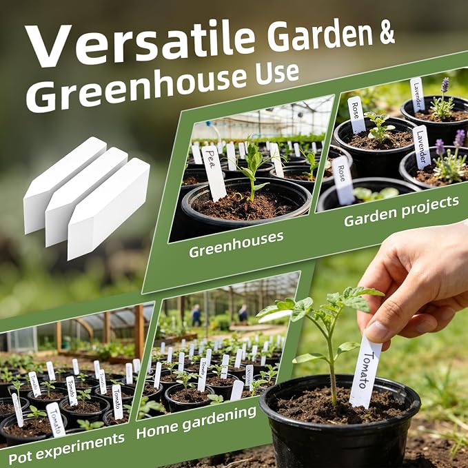 Cleangor 600Pcs Plant Labels with Marker Pen, 4" Plant Tags for Garden Waterproof, Reusable Plastic Plant Markers Garden Labels for Seedlings, Vegetables, Flowers, Gardening Organization Kit