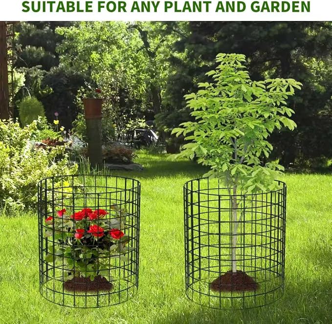 8 Packs Round Plant Protector from Animals,Metal Wire Mesh Garden Plant Cages for Outdoor Gardening Supplies, Garden Protection Rabbits Chickens Ducks for Vegetables, Flowers, Shrubs (16'' x 12'')