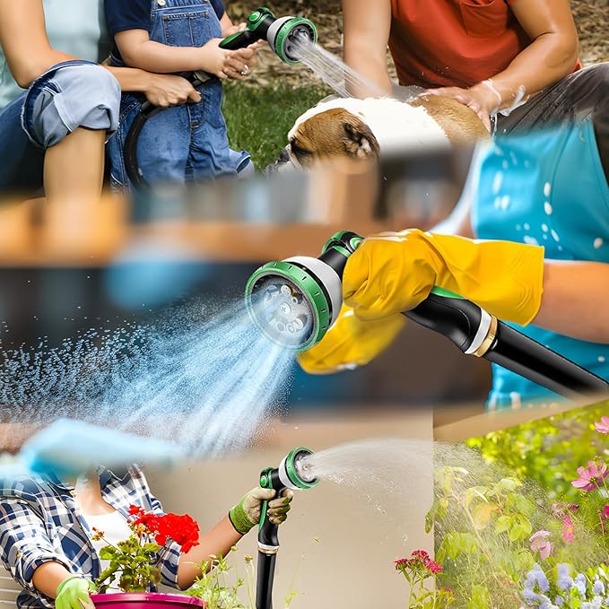 Relxitl Garden Hose 100ft, Flexible Water Hose with 10 Function Hose Nozzle, Lightweight, Tangle Free, Rust Proof for Yard, Watering(Black)