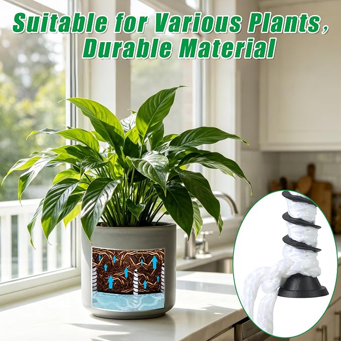 24 Pcs Self Watering Spikes for Indoor Outdoor Plants Automatic Plant Watering Stakes with Wick Rope Planter Insert Devices for Potted Plants Seedlings Garden Pots