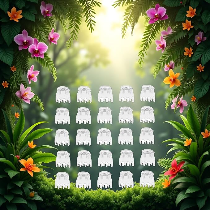 50 Pcs Plant Support Clips,Plant Orchid Clips Flowers Support Clear Fixer for Garden Vine Stem Plants Climbing Clasp Transparent 6 Claws Orchid Plastic Butterfly Plant Support Garden Structures