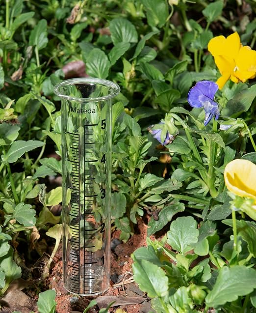 5 inch Capacity Rain Gauge with Stainless Steel Fence Mounting Rack Holder with 2 Pcs Replacement Tube Glass, Post Mount Rain Gauge for Yard Garden Outdoor Home
