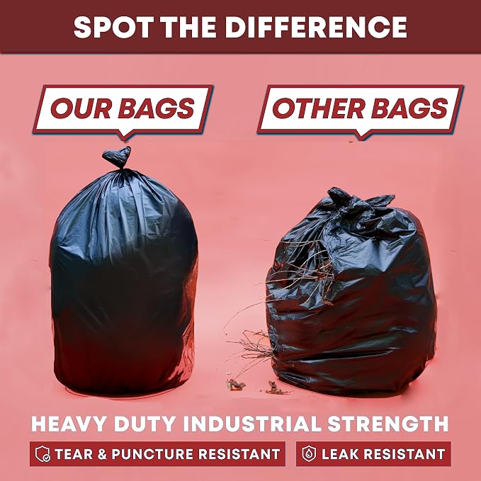 Contractor Garbage Bags 55 Gallon | 32 Trash Bags | Heavy Duty | Black ContractorLarge 55-60 Gallon Trash Bags Heavy Duty Liners, Extra Large Trash Liners Construction, Industrial Bag
