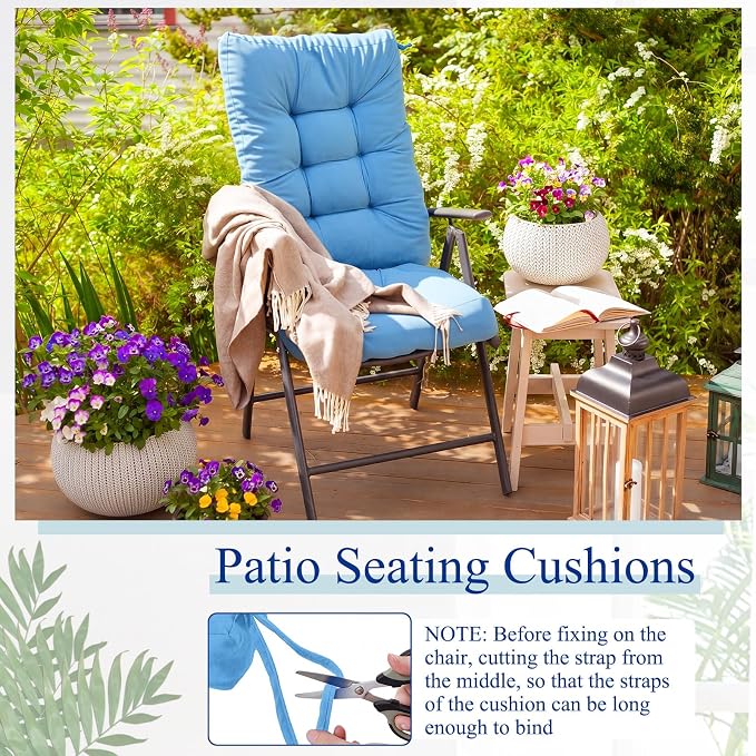 Juexica 4 Sets Outdoor Patio Chair Cushions Seat High Back Tufted Pillow Replacement Rocking Chair Cushions Pads for Patio Summer Seasonal Indoor Home Office(17 x 17 Inch,Military Green)