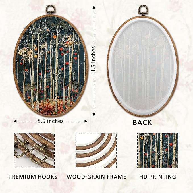 DOFQZ Colorful Abstract Forest Oval Wall Art Decor, Whimsical Vibrant Forest Framed Wall Art, Boho Abstract Walls Hanging Decor for Home Bedroom Living Room Gallery, 8.5x11.5 Inch