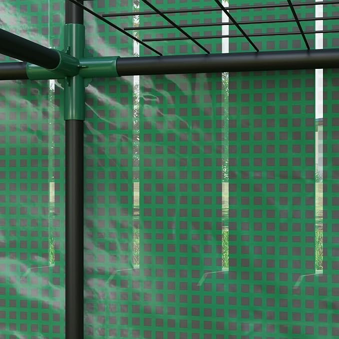 Outsunny Lean-to Greenhouse with 3 Tier Shelves, 56.7" x 18.9" x 59.8" Portable Small Greenhouse with PE Cover, 2 Roll-Up Zippered Doors, for Indoor Outdoor Garden Backyard Balcony, Green