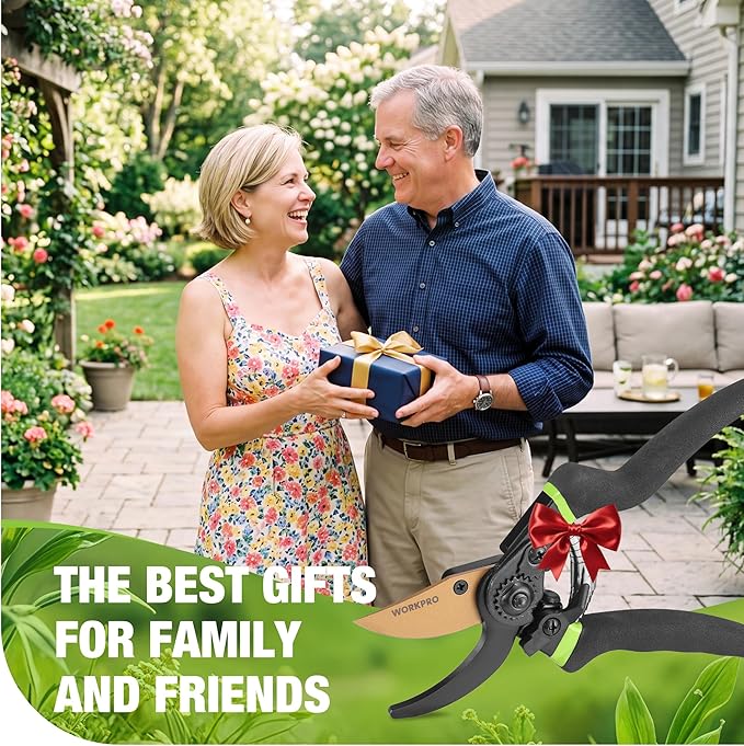 WORKPRO 8.5" Bypass Pruning Shears, Die-cast Aluminum Handle, Garden Shears with Sharp SK5 Blade, Garden Clippers, Hand Pruner for Branches, Flowers, Fruits, Plants, Effortlessly Prunes 3/4" Branches